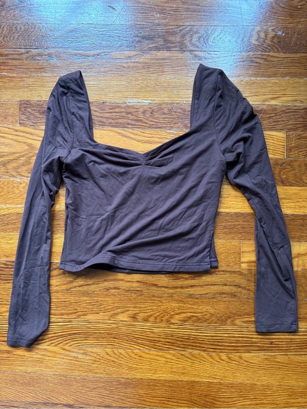 Amazon Women's Long-Sleeve Scoop Neck Top in Deep Brown